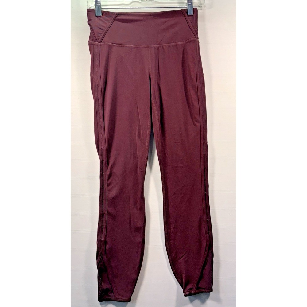 Athleta womens 7/8 Peekaboo Tight Leggings Burgandy Size Small